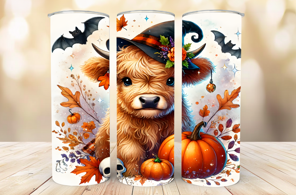 #058 Halloween Highland Cow Tumbler 20oz