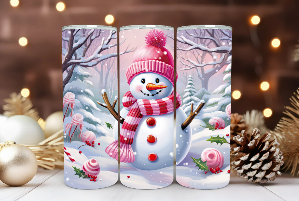 #075 Candy Can Snowman Tumbler 20oz