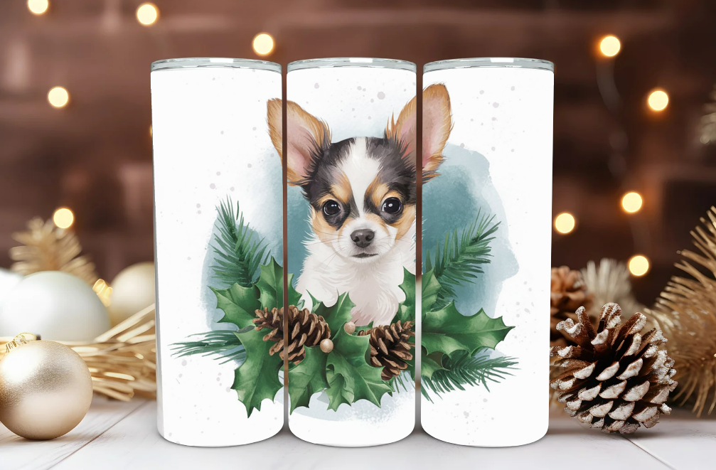 #076 Chihuahua Christmas Tumbler 20oz