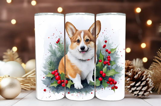 #077 Corgi Christmas Tumbler 20oz