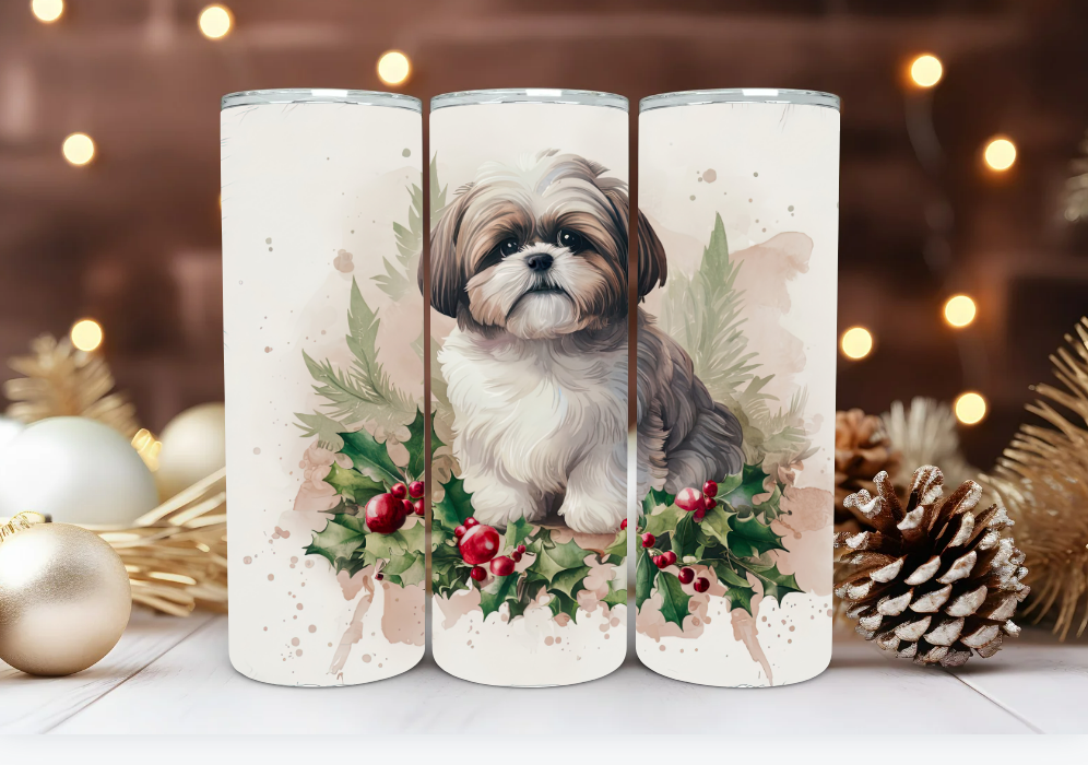 #085 Shih Tzu Christmas Tumbler 20oz