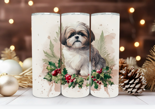 #085 Shih Tzu Christmas Tumbler 20oz