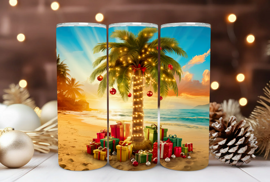 #088 Beach Christmas Tumbler 20oz