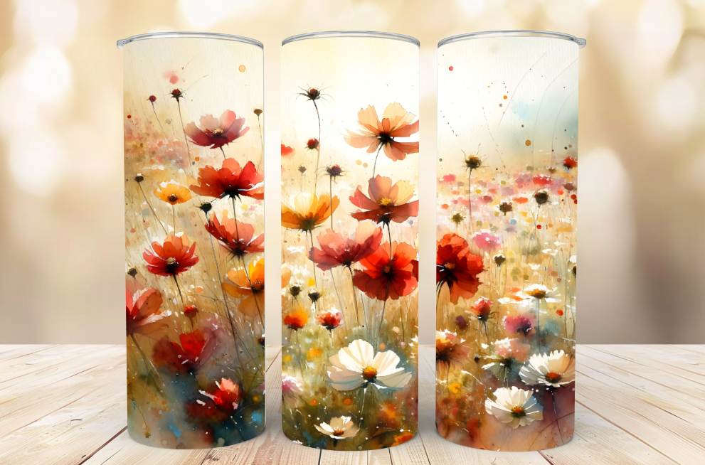 #105 Watercolour Flowers Bouquet Tumbler 20oz