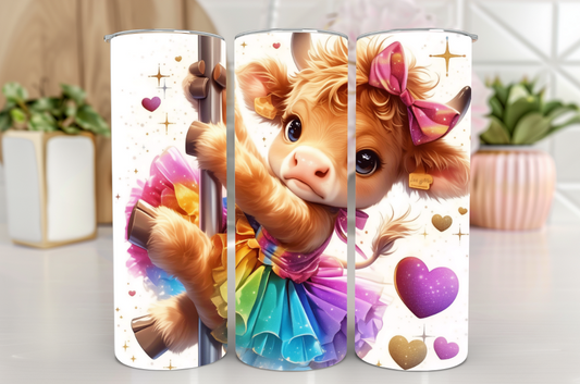 #107 Dancing Highland Cow Tumbler 20oz