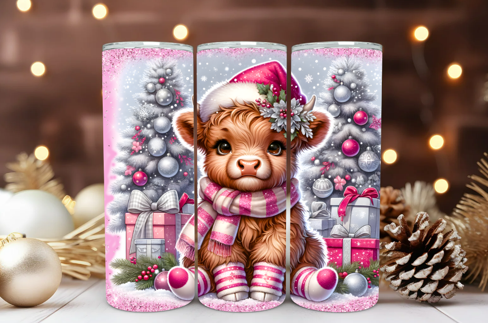 #126 Baby Highland Cow Christmas Tumbler 20oz