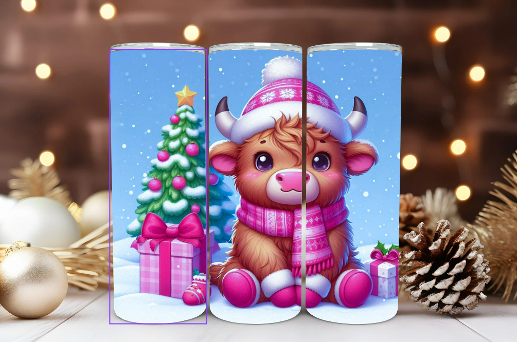 #127 Baby Highland Cow Christmas Tumbler 20oz
