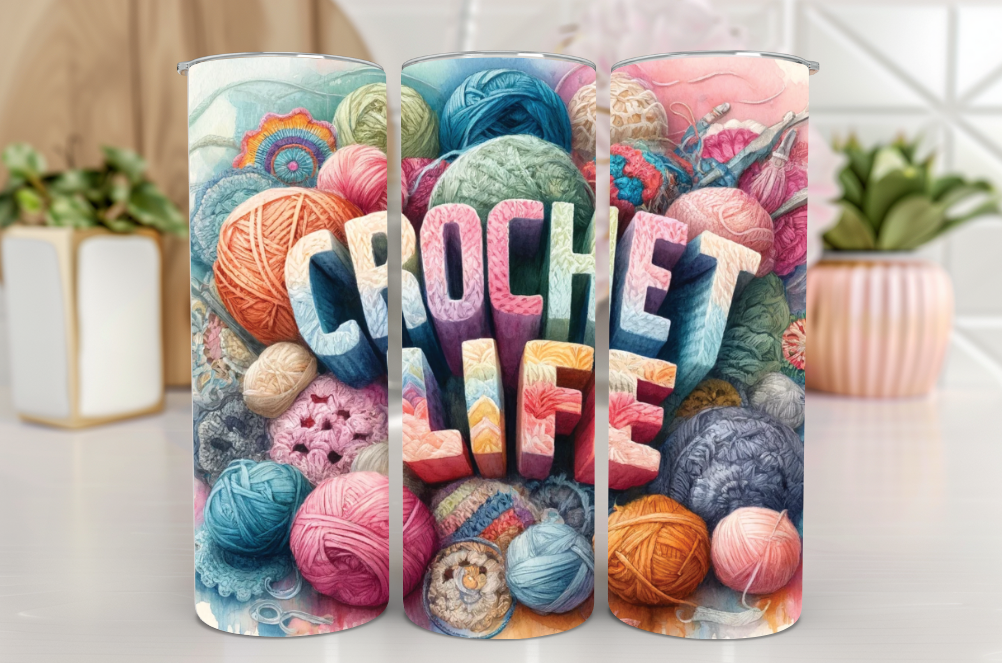 #129 Crochet Life Tumbler 20oz