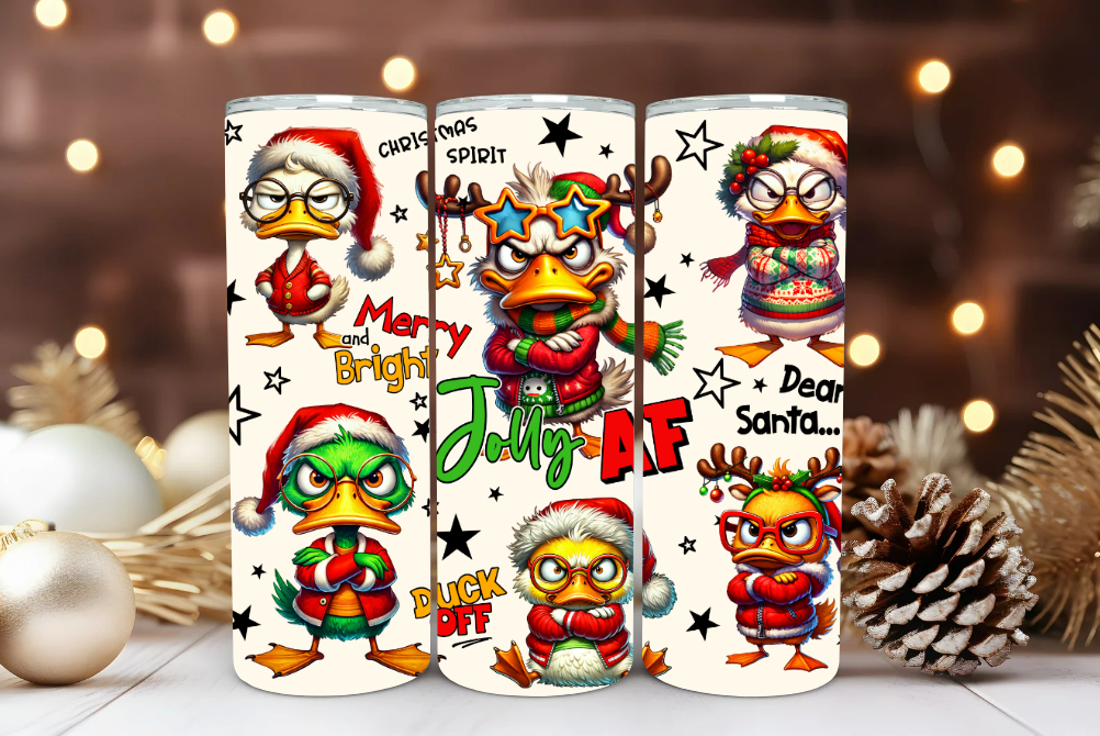 #143 Sarcastic Grumpy Duck Christmas Tumbler 20oz
