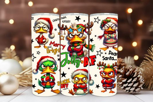 #143 Sarcastic Grumpy Duck Christmas Tumbler 20oz
