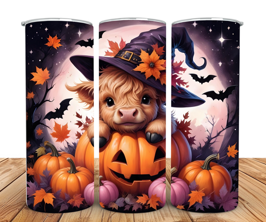 #031 Halloween Highland Cow Tumbler 20oz