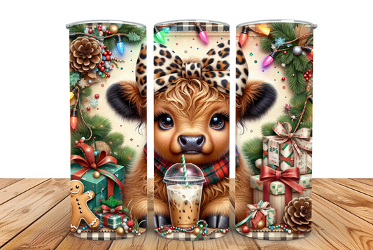 #041 Highland Cow Christmas Tumbler 20oz