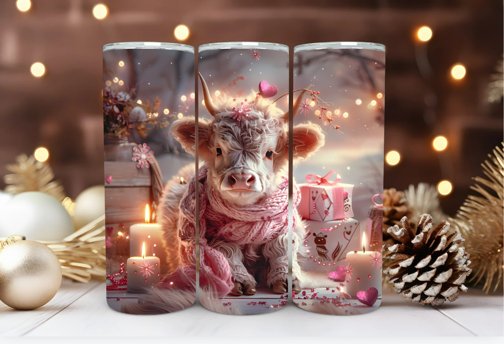 #061 Christmas Highland Cow Tumbler 20oz