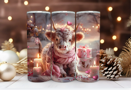 #061 Christmas Highland Cow Tumbler 20oz