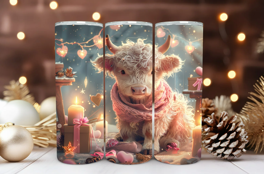 #063 Christmas Highland Cow Tumbler 20oz