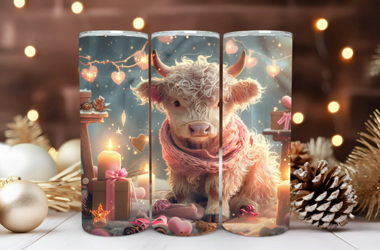 #063 Christmas Highland Cow Tumbler 20oz