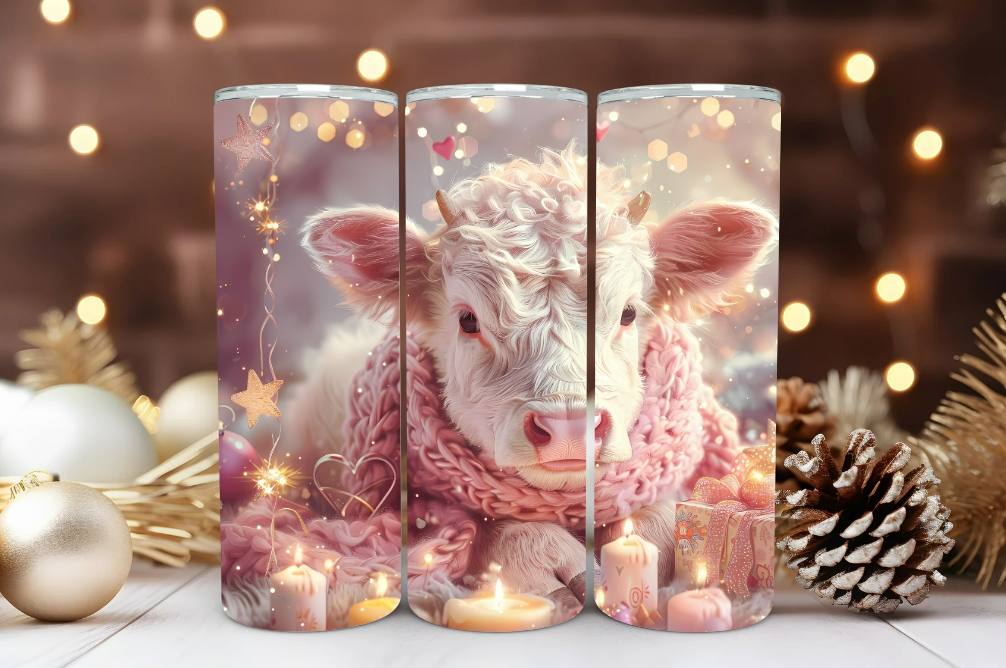 #064 Christmas Highland Cow Tumbler 20oz