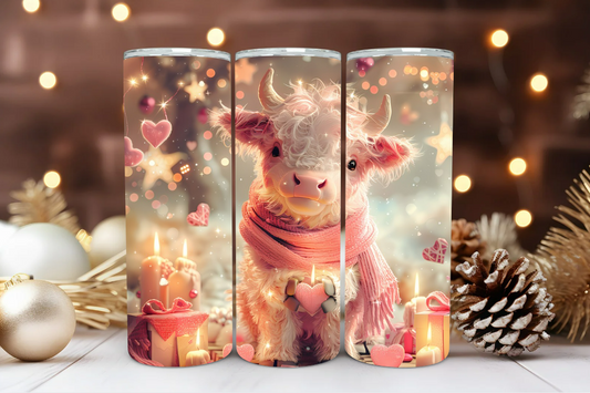 #065 Christmas Highland Cow Tumbler 20oz