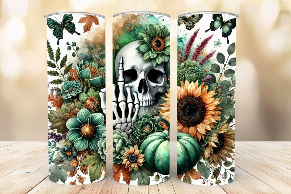 #049 Autumnal Skull Tumbler 20oz