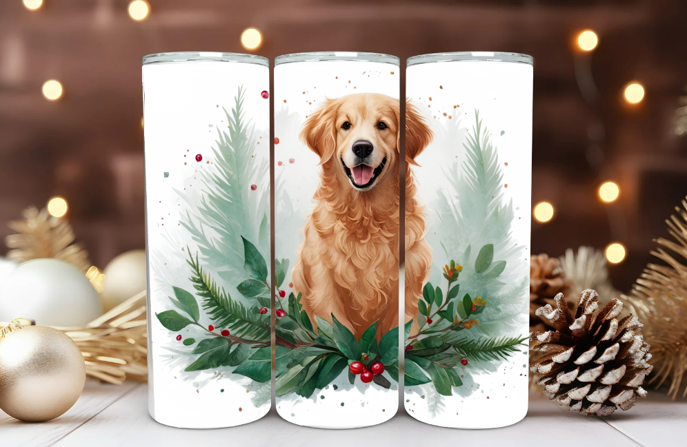 #078 Golden Retriever Christmas Tumbler 20oz