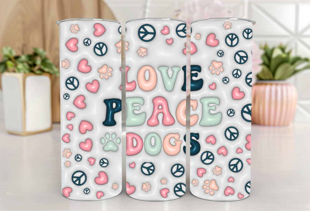 #101 LOVE PEACE DOGS Tumbler 20oz