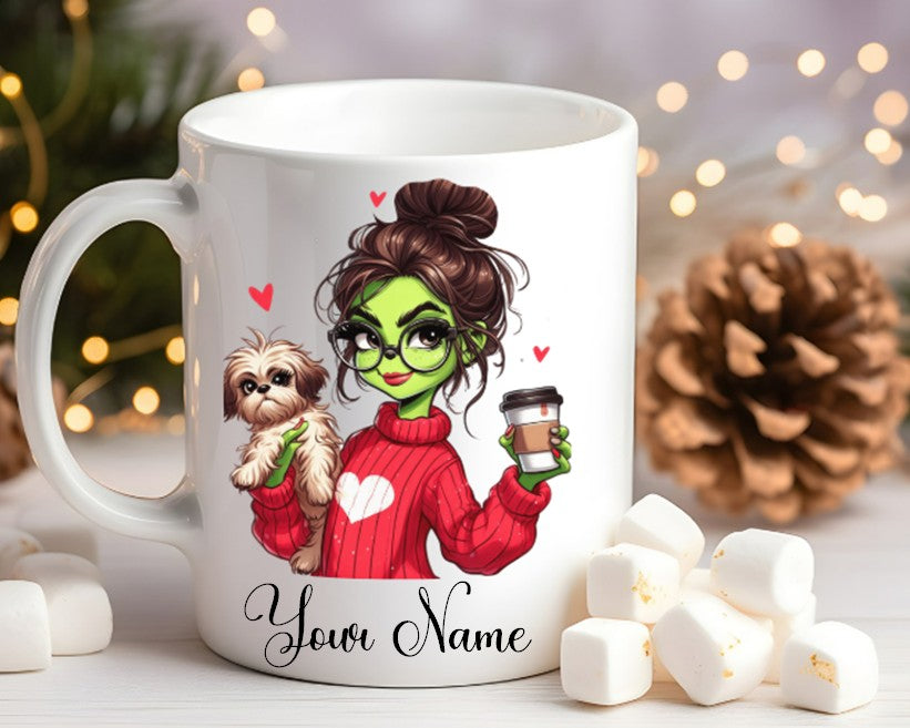 Grinch-Style Lady personalised mugs