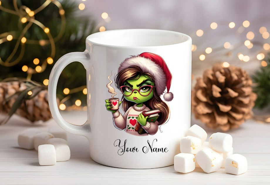 Grinch-Style Lady personalised mugs