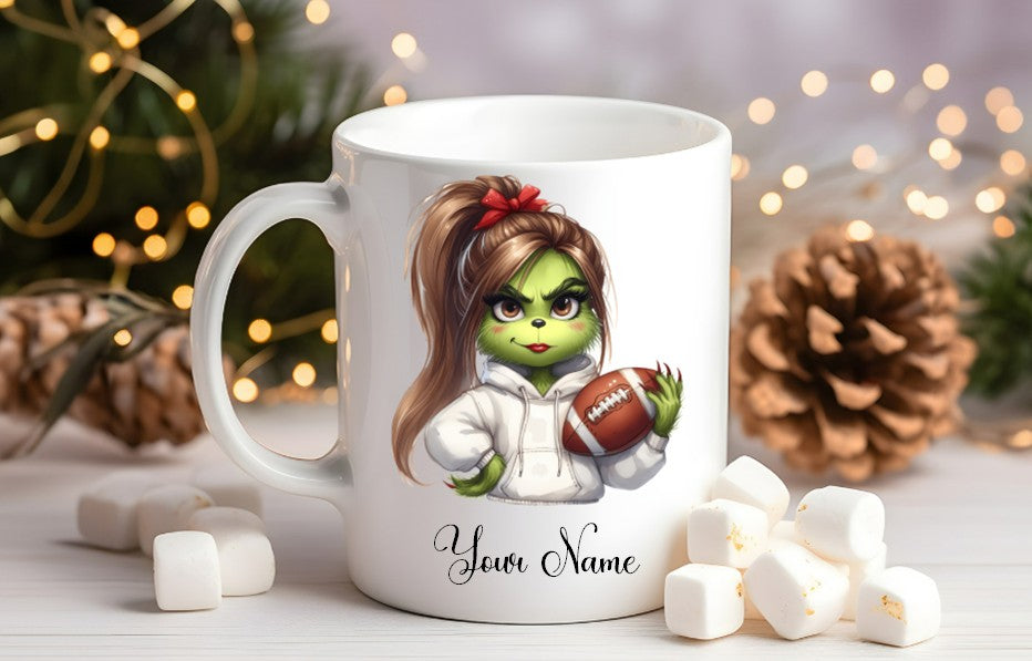 Grinch-Style Lady personalised mugs