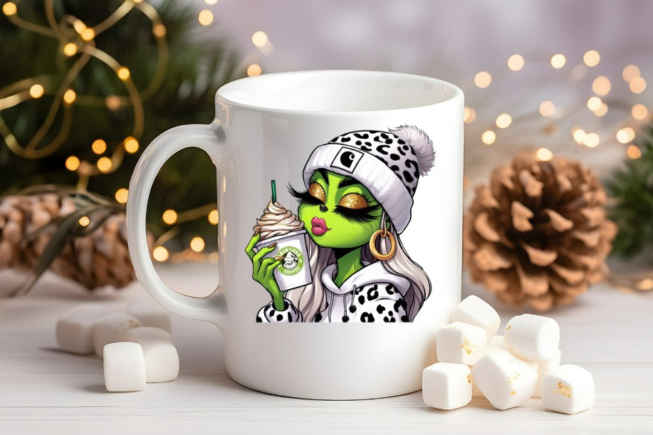 Grinch-Style Lady personalised mugs