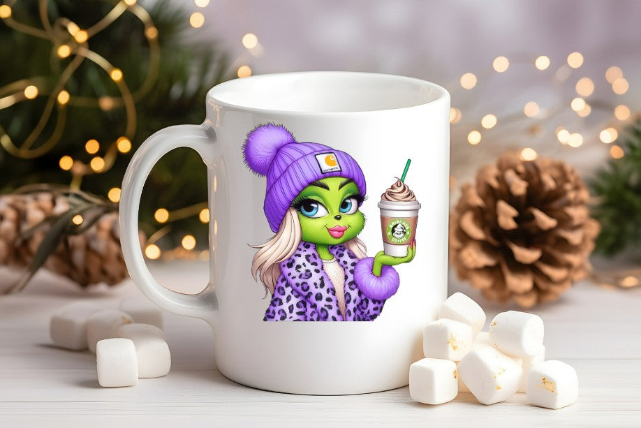 Grinch-Style Lady personalised mugs