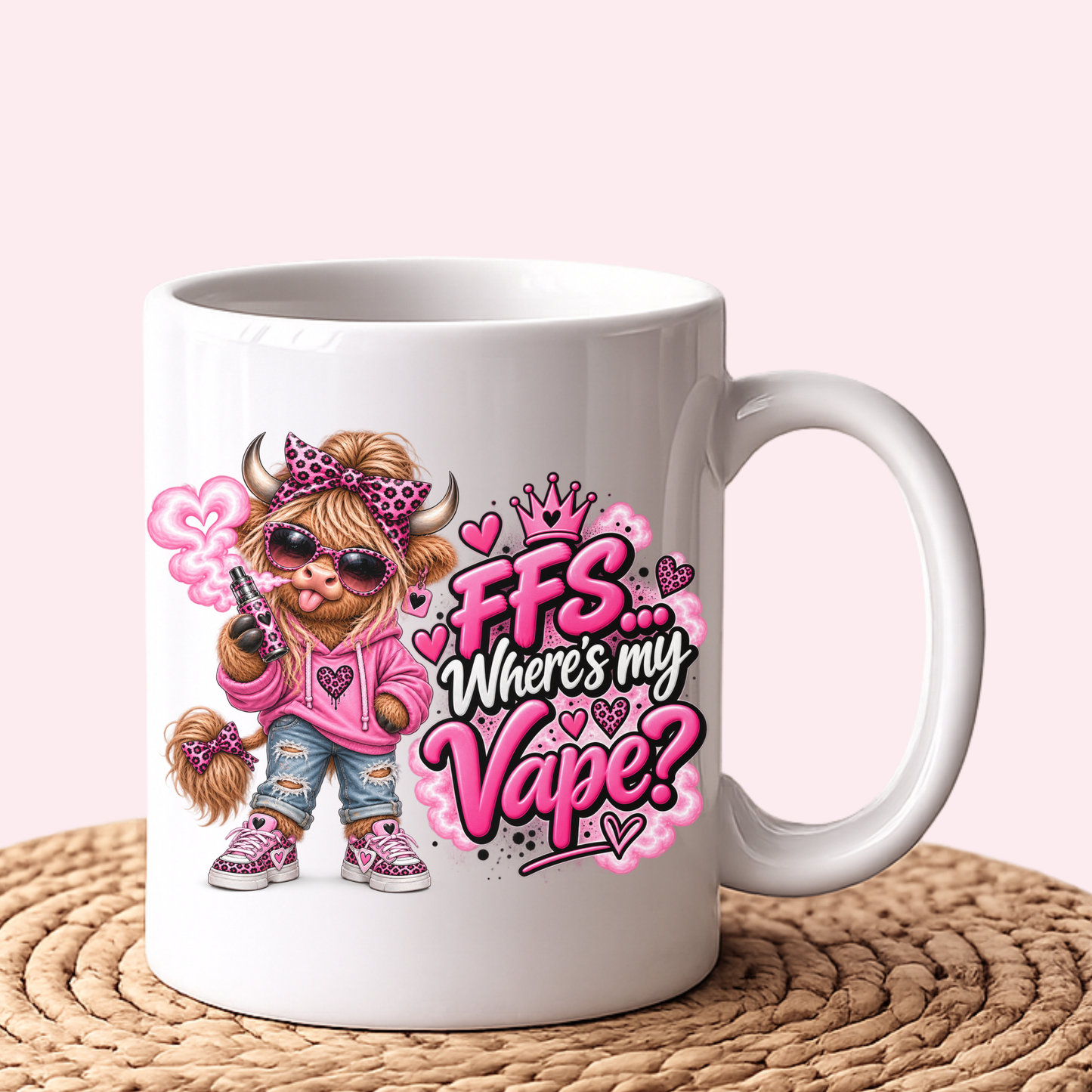 Funny Highland Cow Girl Vape Mugs