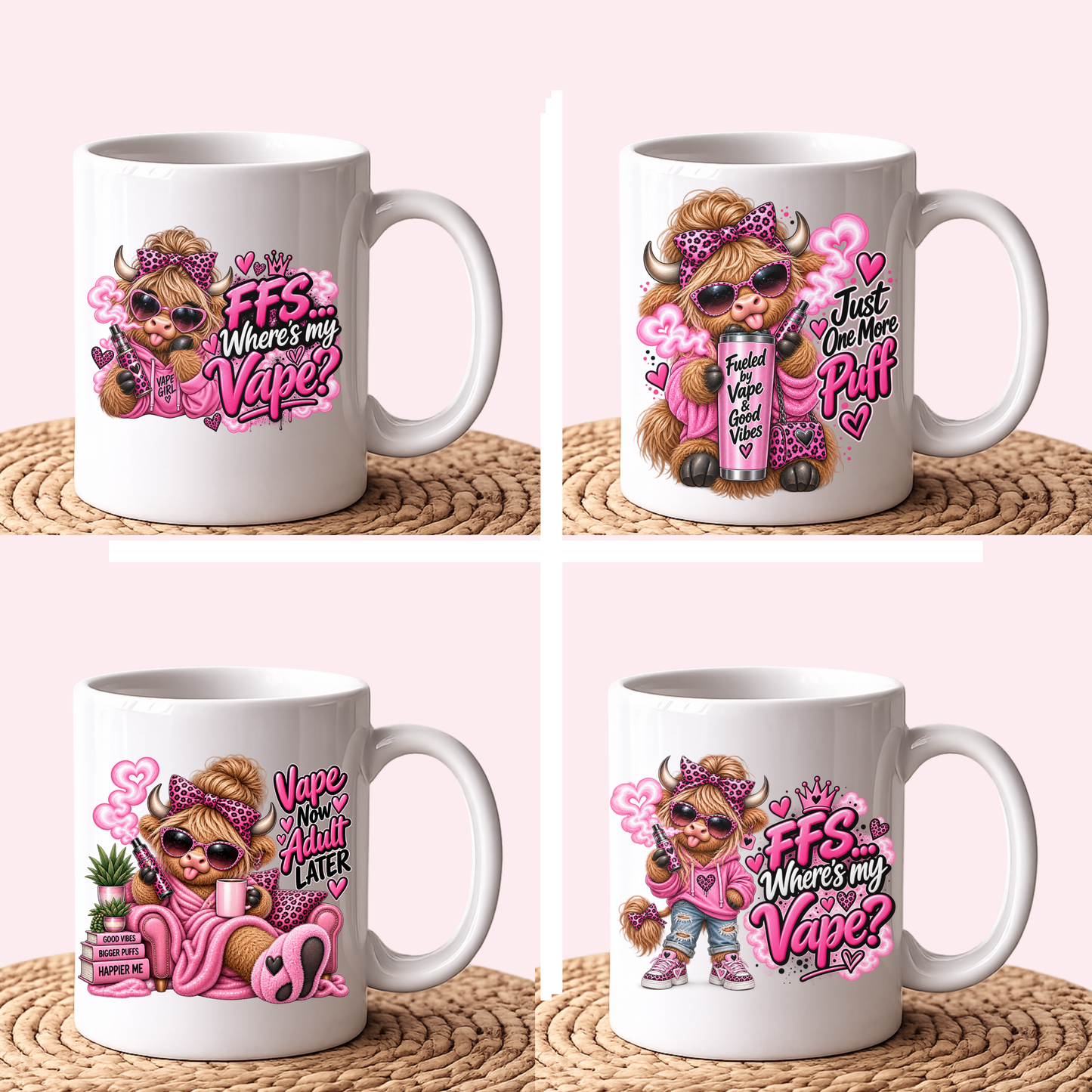 Funny Highland Cow Girl Vape Mugs
